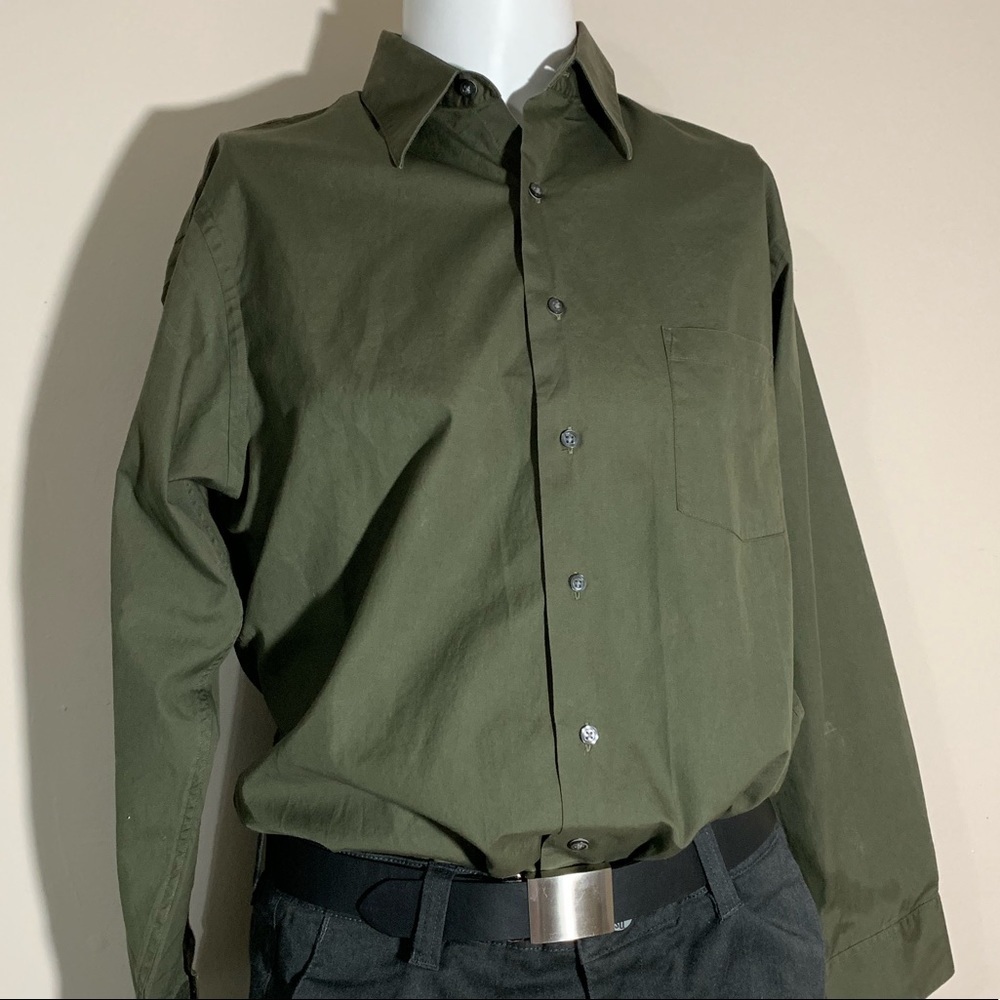 DKNY GREEN LONG SLEEVE SHIRT SZ LARGE